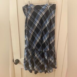 Ralph Lauren Blue and Black Plaid A-Line Skirt